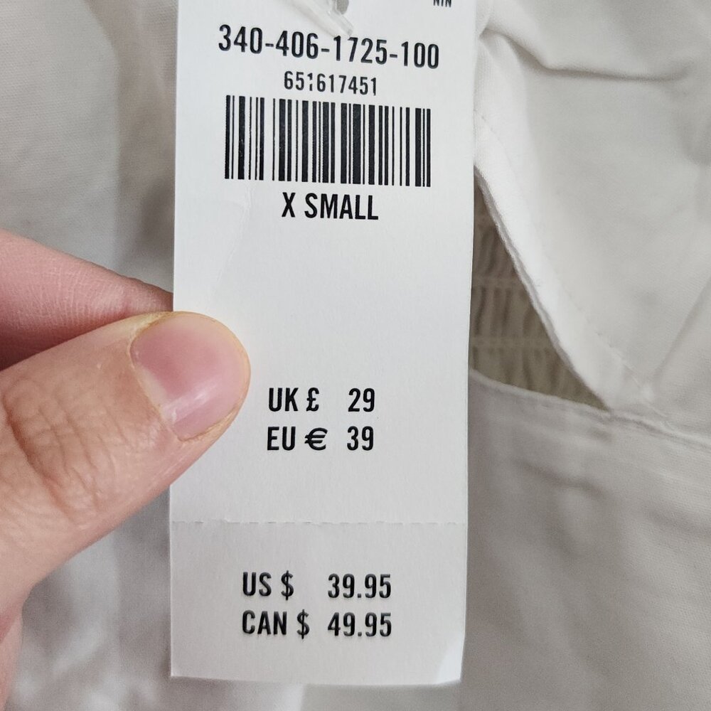 Hollister White Long Sleeve Smocked Back Crop Top Size X-Small NEW - Picture 10 of 12